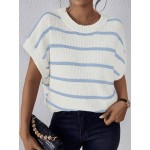  Essnce Striped Pattern Batwing Sleeve Knit Top