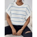  Essnce Striped Pattern Batwing Sleeve Knit Top