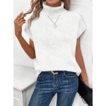  Solid High Neck Batwing Sleeve Casual Sweater Vest