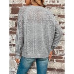  Pointelle Knit Raglan Sleeve Cardigan Without Cami Top