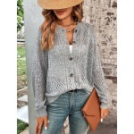  Pointelle Knit Raglan Sleeve Cardigan Without Cami Top