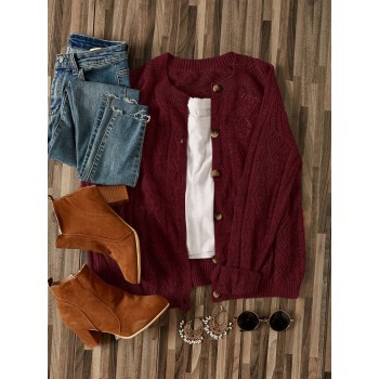  Women s Solid Color Front Button Casual Long Sleeve Knit Cardigan