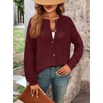  Women s Solid Color Front Button Casual Long Sleeve Knit Cardigan