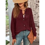  Women s Solid Color Front Button Casual Long Sleeve Knit Cardigan