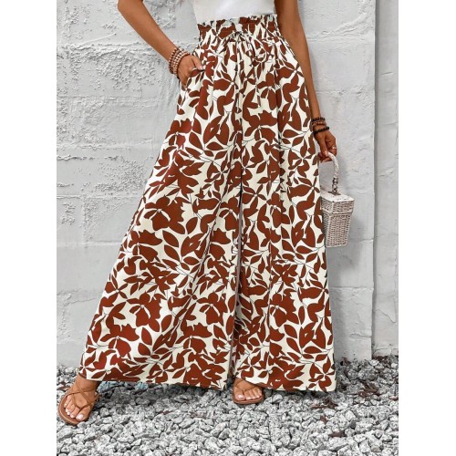  Women s Tie Front Pocked All Over Allover Print Culottes Pants Summer