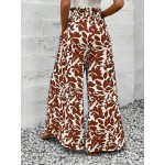  Women s Tie Front Pocked All Over Allover Print Culottes Pants Summer