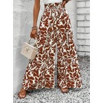  Women s Tie Front Pocked All Over Allover Print Culottes Pants Summer