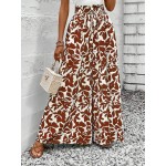  Women s Tie Front Pocked All Over Allover Print Culottes Pants Summer