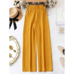  Women Casual Loose Bowknot Tie Wide Leg Pants For Daily Streetwear