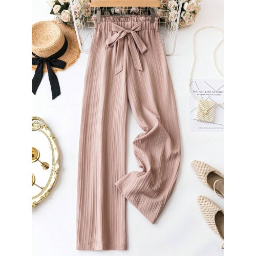  Paper Bag Waist Wide Leg Long Pants