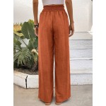  Wide Leg Floral Chiffon Fabric High Waist Straight Pants