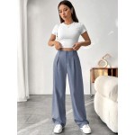  Women Straight Leg Pants With Pleated Design