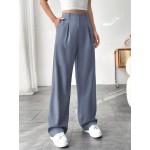  Women Straight Leg Pants With Pleated Design