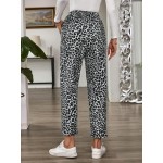  Women s Tie Waist Pockets Leopard Print Casual Pants