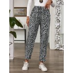  Women s Tie Waist Pockets Leopard Print Casual Pants