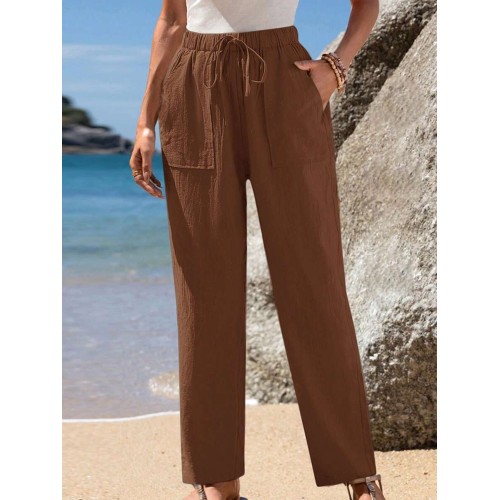  Women s Casual Elastic Waist Corduroy Straight Leg Pants Autumn Fall Pants Baggy Women Pants