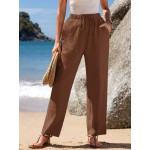  Women s Casual Elastic Waist Corduroy Straight Leg Pants Autumn Fall Pants Baggy Women Pants