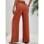  Women s Solid Color Casual Tie Waist 7 9 Length Pants