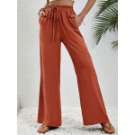  Women s Solid Color Casual Tie Waist 7 9 Length Pants