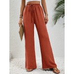  Women s Solid Color Casual Tie Waist 7 9 Length Pants