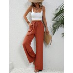  Women s Solid Color Casual Tie Waist 7 9 Length Pants