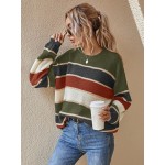  Colorblock Drop Shoulder Oversized Sweater