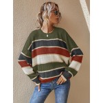  Colorblock Drop Shoulder Oversized Sweater