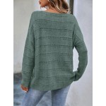  Pointelle Knit Drop Shoulder Sweater