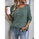  Pointelle Knit Drop Shoulder Sweater