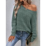  Pointelle Knit Drop Shoulder Sweater