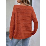  Drop Shoulder Pointelle Knit Sweater