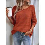  Drop Shoulder Pointelle Knit Sweater